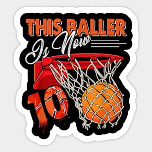 10th Birthday Basketball 10 Years Old Kids Sticker